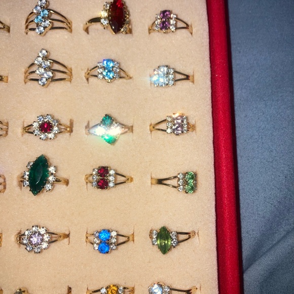 Vintage Adjustable Gold  Tone and Multicolor Birthstone Ring (pick1) - Picture 4 of 5